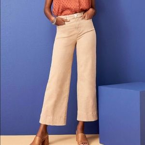 Welt Pocket High Waist Wide Leg Crop Jeans
